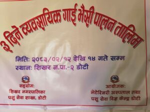 सिखरमा तीन दिने व्यवसायिक गाई–भैंसी पालन तालिम सुरु